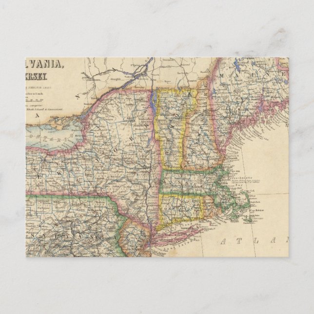 Delstater Maine, New Hampshire, Vermont Vykort (Framsida)