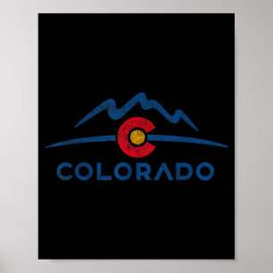 Delstatsflagga colorado klippiga bergen skidåkning poster