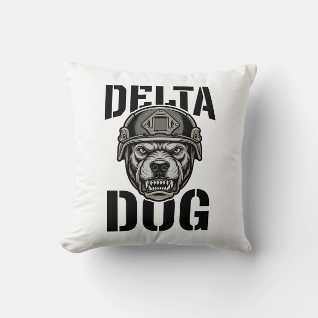 Delta Dog Bulldog Hjälm Vintage Gravyr Design_ Kudde (Framsida)