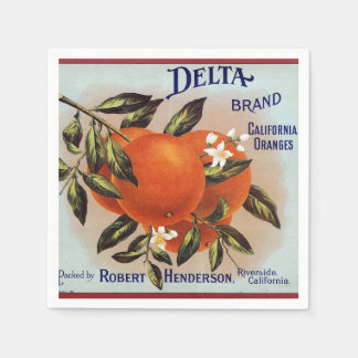 Delta Orange Fruit Låda-etikett Pappersservett