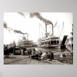 Delta Queen flodfartyg lastas New Orleans Poster