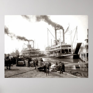 Delta Queen flodfartyg lastas New Orleans Poster