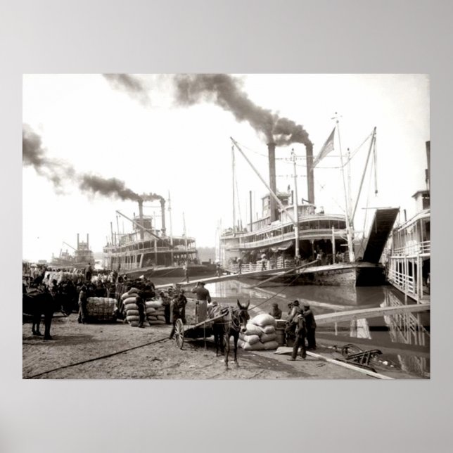 Delta Queen flodfartyg lastas New Orleans  Poster (Framsidan)