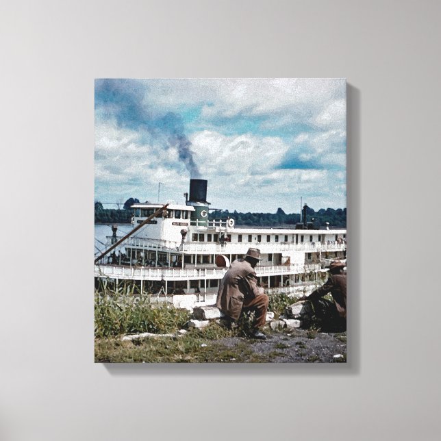 Delta Queen Steamboat Mississippi River Art Canvastryck (Framsida)