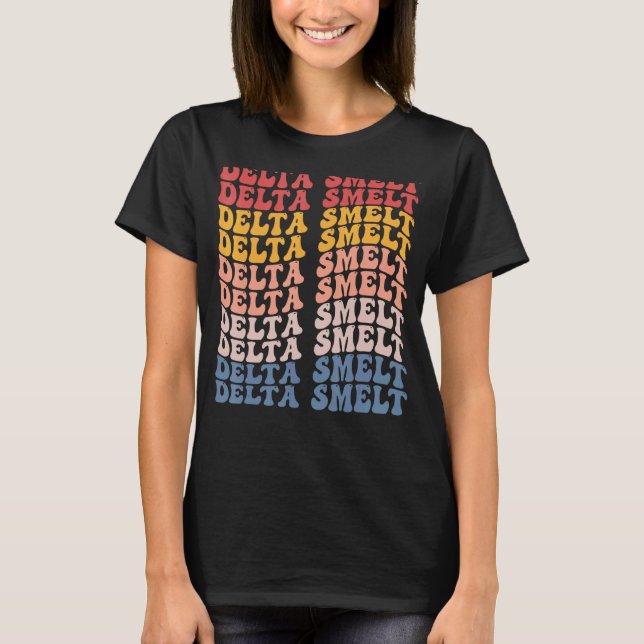 Delta Smelt Groovy Retro Fisk T Shirt (Framsida)