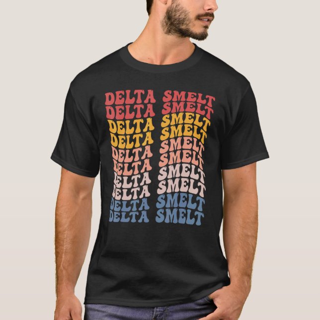 Delta Smelt Groovy Retro Fisk T Shirt (Framsida)