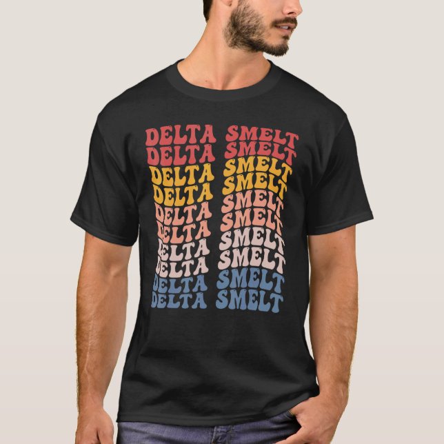 Delta Smelt Groovy Retro Fisk T Shirt (Framsida)