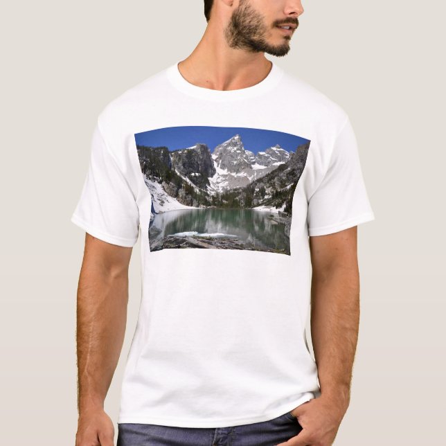 Delta storslagen Teton för sjö nationalpark T-shirt (Framsida)