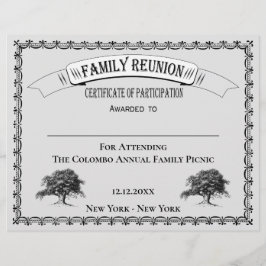 Deltagandeintyg för familjesammankomst Grått