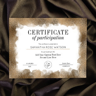 Deltagarcertifikat Guld Glitter Logotyp Award