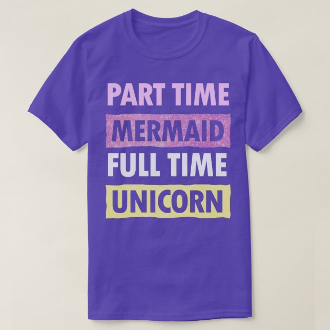 Deltid Sjöjungfru Fullt Time Unicorn T Shirt (Design framsida)