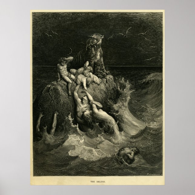 Deluge av Gustave Dore baserat på Noahs Ark Poster (Framsidan)