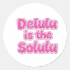 Delulu är Solulu Rosa Glitterdekal | Kawaii Runt Klistermärke