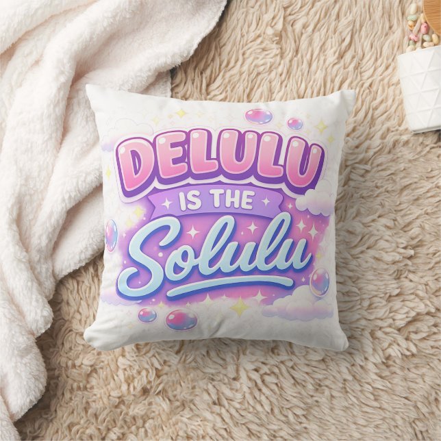 Delulu Är Solulu – Sött Kawaii Utseende Kudde (Filt)