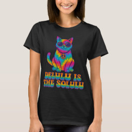 DELULU ÄR SOLULU Tie-Dye Hippie Cat T-Shirt -