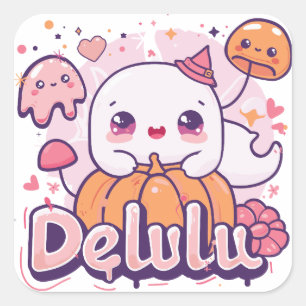 Delulu ExDesigner Halloween Fyrkantigt Klistermärke