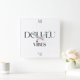 Delulu Vibes, Funny Aesthetic Quote Gift Fyrkantig Klocka
