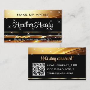 Deluxe Golden Black Gnistra Stars Ombre QR-kod Visitkort