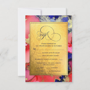 Deluxe Guld Abstrakt Bläck Art Bröllop OSA Card Kort