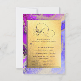 Deluxe Lila Guld Abstrakt Art Bröllop OSA Kort