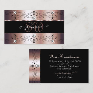 Deluxe Ro Guld och Black Ornate Gräns Monogram Visitkort