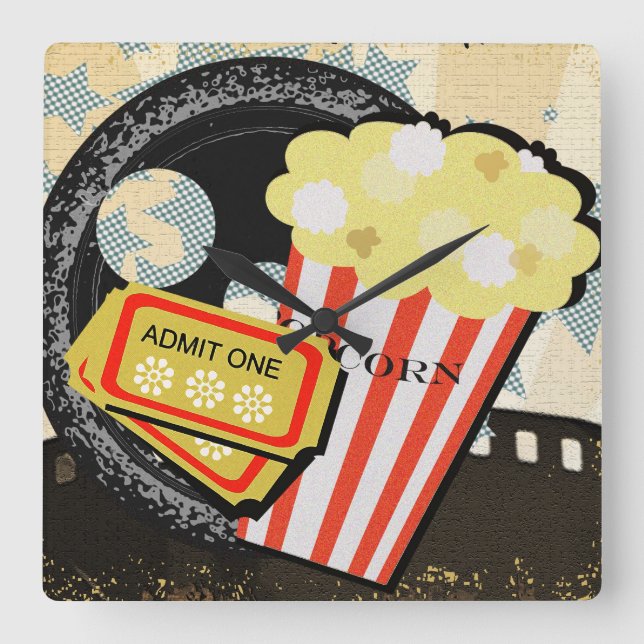 Deluxe Vibrant Film Buff Theater Motif - Fyrkantig Klocka (Framsida)