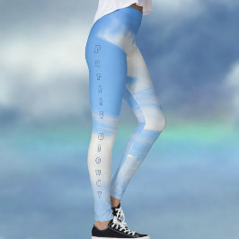 Delvis grumlig Chic Blå himmel, blå och vit Leggings