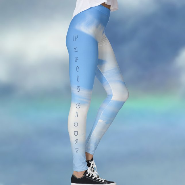 Delvis grumlig Chic Blå himmel, blå och vit Leggings (Skapare uppladdad)