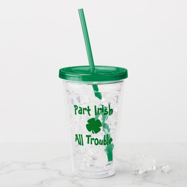 Delvis irländsk, allt trubbel St Patrick's Day Take Away Mugg (Framsida Ice)