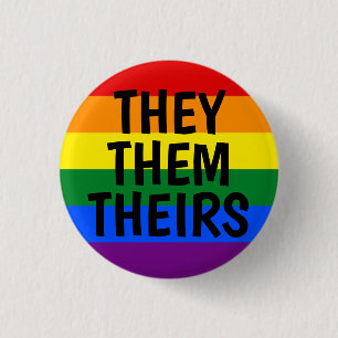 dem/dem/deras flagga för pronomenregnbågepride knapp
