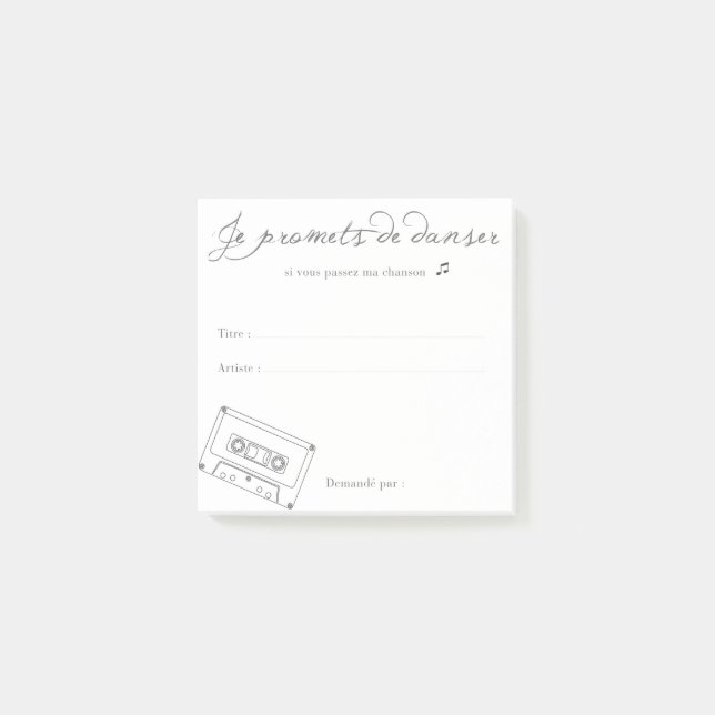 Demande Musique "Je te promets de danser" Post-it Block (Framsida)