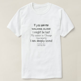 Demens som vandrar svart text t shirt
