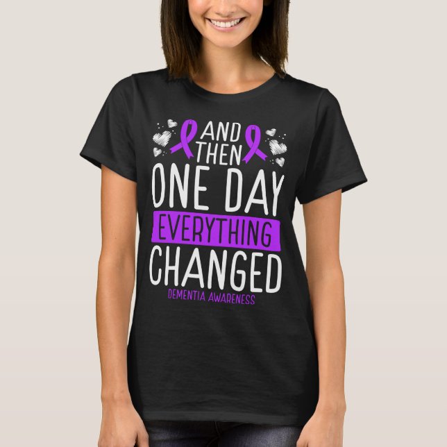 Demensmedvetenhet Ribbon Warrior Alzheimers T Shirt (Framsida)