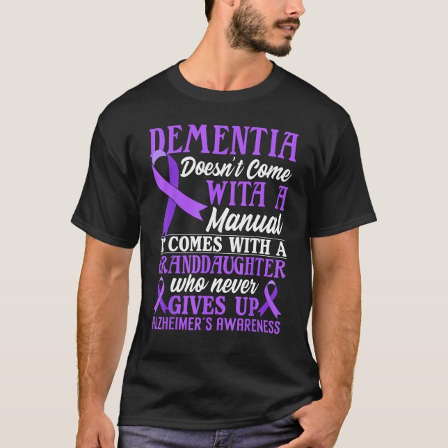 Dementia Alzheimers Awareness Purple Ribbon Grandd T Shirt (Framsida)
