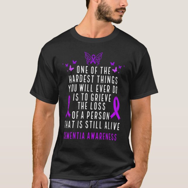 Dementia Awareness Month Butterfly Warrior Alzheim T Shirt (Framsida)