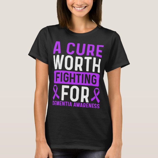 Dementia Awareness Ribbon Cure Alzheimers Survivor T Shirt (Framsida)