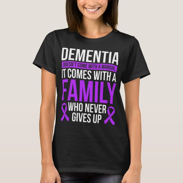 Dementia Awareness Ribbon Fighter Warrior T Shirt (Framsida)
