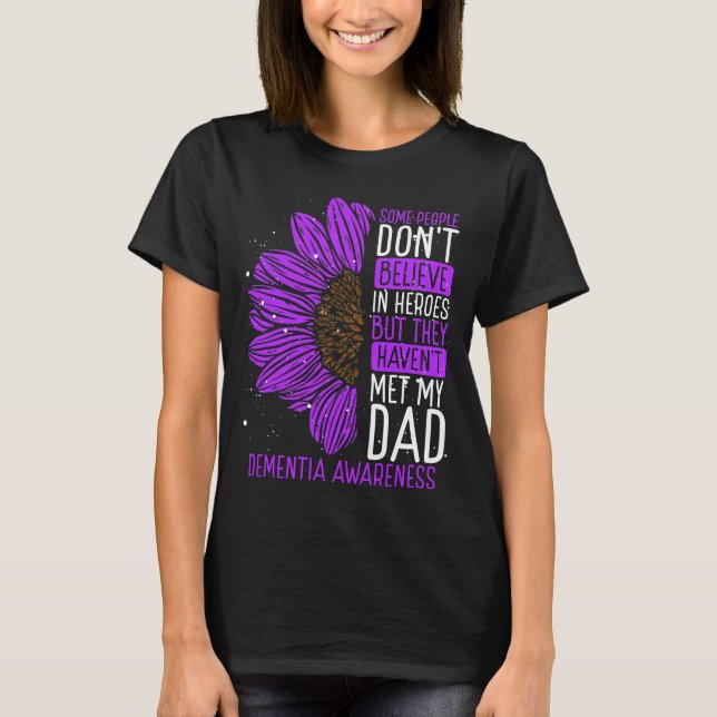 Dementia Awareness Ribbon Pappa Warrior T Shirt (Framsida)