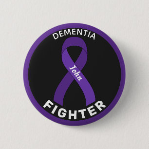 Dementia Fighter Ribbon Black Button Knapp