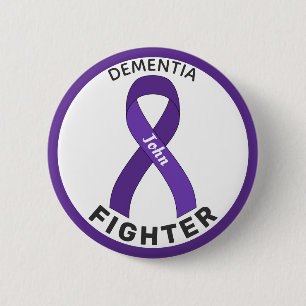 Dementia Fighter Ribbon White Button Knapp