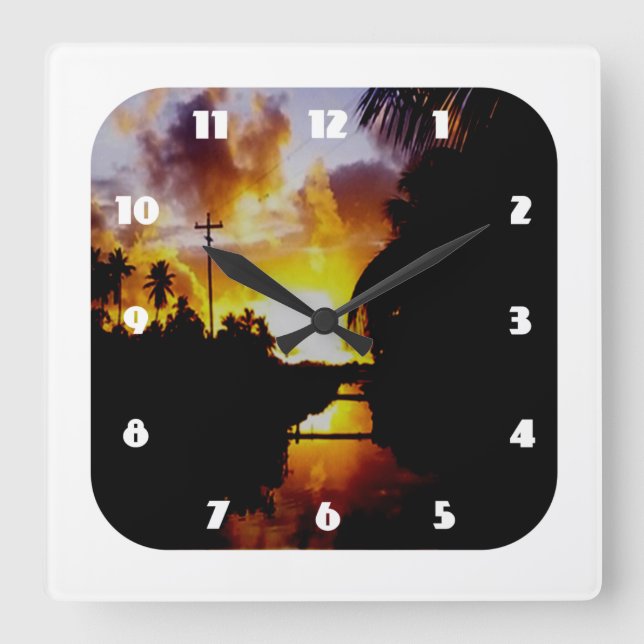 Demerara Sunrise Clock Fyrkantig Klocka (Framsida)