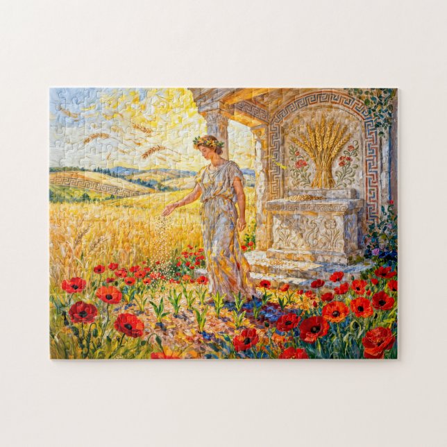 Demeter Sowing Grain by Field Altar Among Poppies  Pussel (Horisontell)