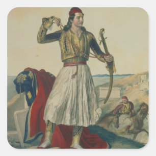 Demetrius Mavromichalis, grekisk soldat och patri Fyrkantigt Klistermärke
