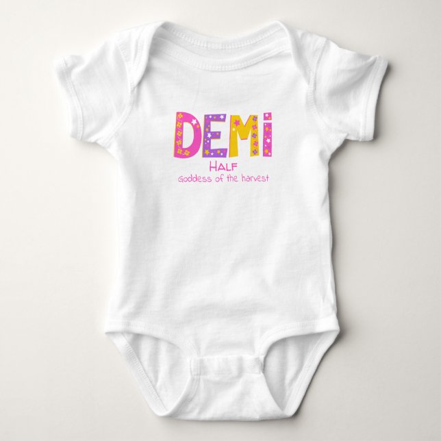 Demi girls name meaning pink purple flower stars t shirt (Framsida)