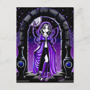 "Demi" Gothic Blue Butterfly Fairy Art Postcard Vykort
