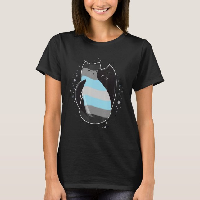 Demiboy Cat Flagga Nonbinary Transgender LGBT Blac T Shirt (Framsida)
