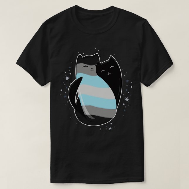 Demiboy Cat LGBT Pride Flagga T Shirt (Design framsida)