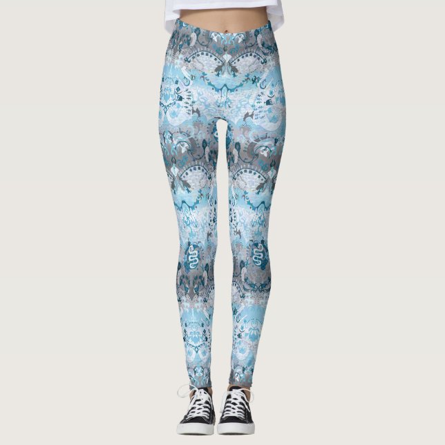 Demiboy Dragon Damask - Snyggt Pride Flagga Färg Leggings (Framsida)