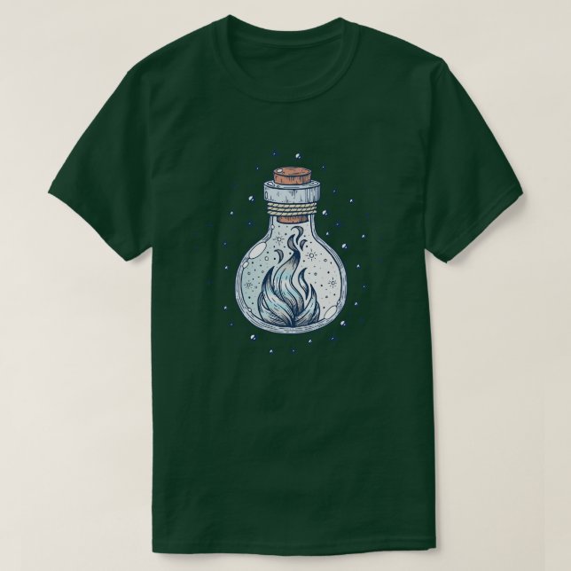 Demiboy Fire Occult Flaska LGBT Pride Flagga T Shirt (Design framsida)