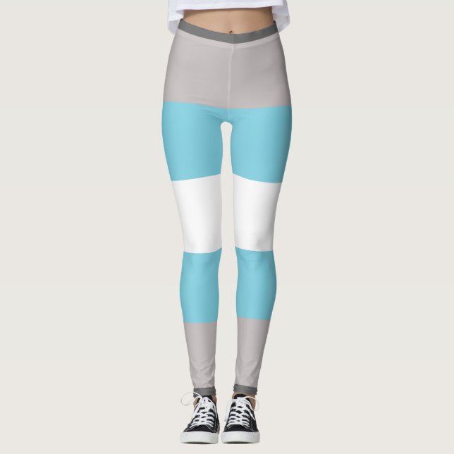 Demiboy Flagga Grått Blue White Stripe LGBT Leggings (Framsida)